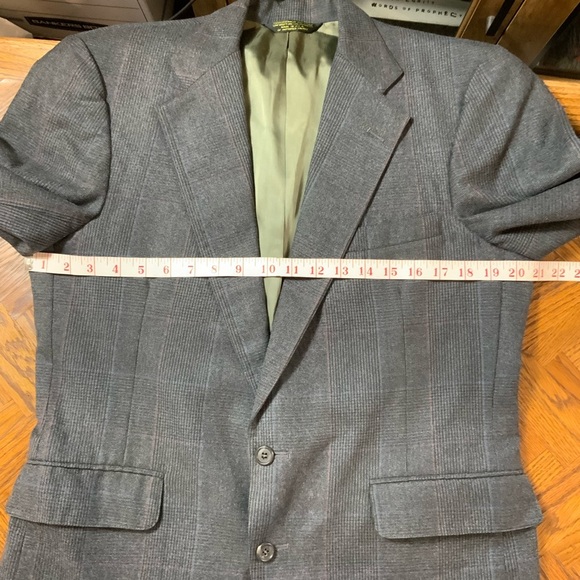C&R Clothiers Vintage 100% worsted wool gray plaid tailored blazer jacket 40S - Picture 4 of 14